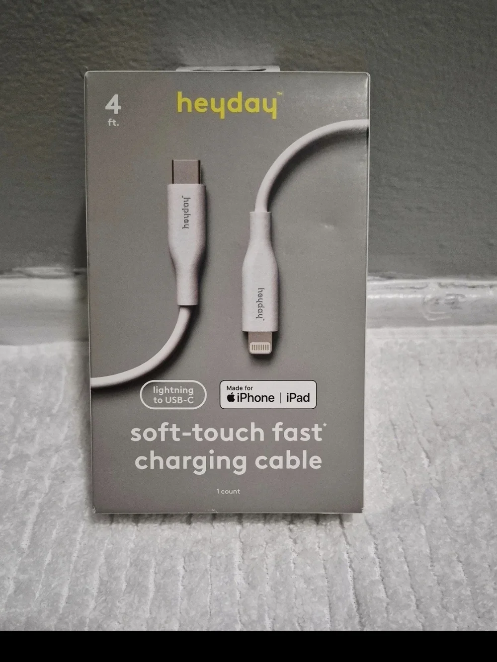 heyday Soft-Touch Fast Charging Cable - Light Gray